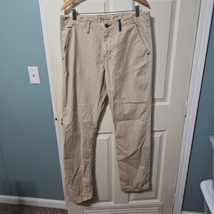 ROBERT GRAHAM‎ Classic Yates Chino Pants 36 Mid Rise Beige Khaki Distressed
